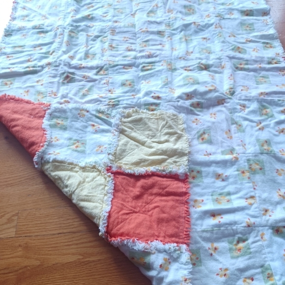 Handmade Reversible Quilted Rag Patchwork Blanket Bedding Play Mat Duck Pattern - Picture 11 of 11